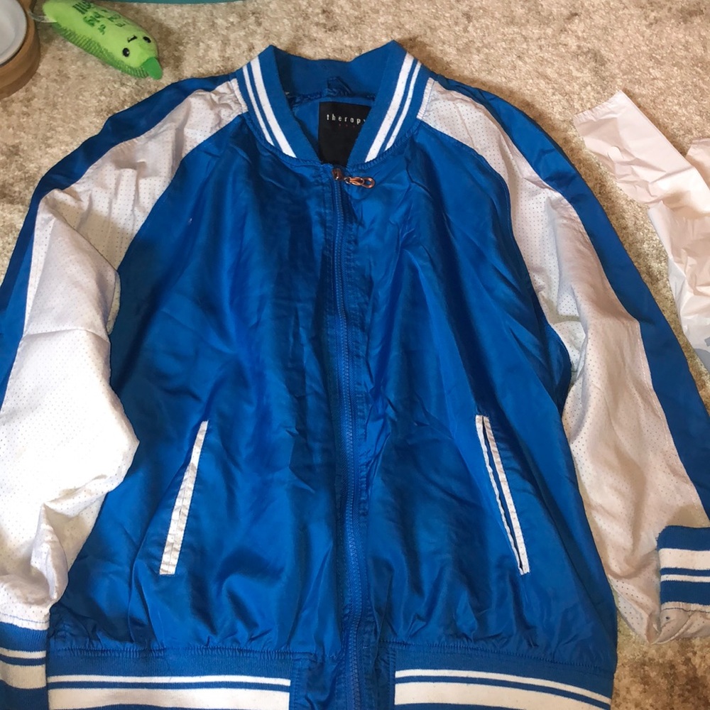 Blue White Windbreaker Bomber Jacket